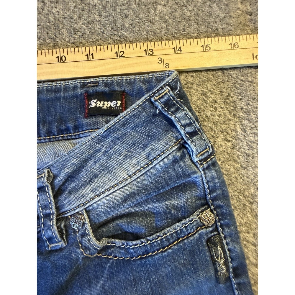Silver Jeans Suki Capri Mid 31" x 22.5" blue denim stretch regular embroidery - Picture 12 of 15